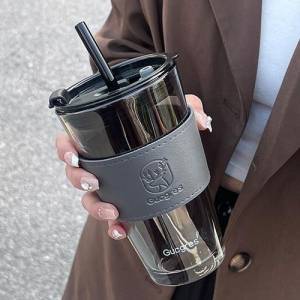 Mugs Gobelet Isotherme avec Paille – Design Gucgres 400ml _ Noir