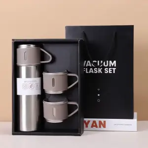 Bouteille d'eau isotherme en acier inoxydable 500ml avec 2 tasses