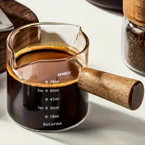 Tasse à mesurer en verre à double extrémité 75 ml (Pichet Doseur Barista)